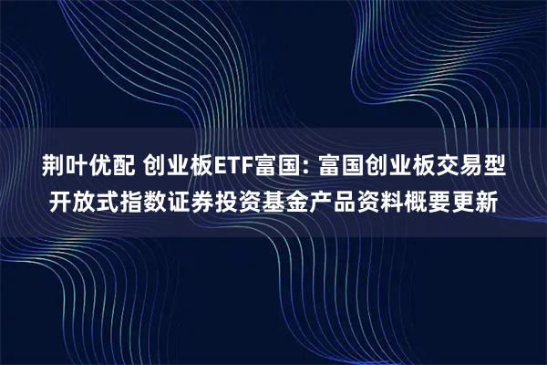 荆叶优配 创业板ETF富国: 富国创业板交易型开放式指数证券投资基金产品资料概要更新